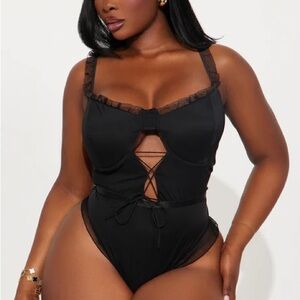 💲 NWT Black Lace-Trim Bodysuit